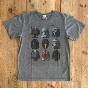 Star Wars Gray T-Shirt with Helmet Designs